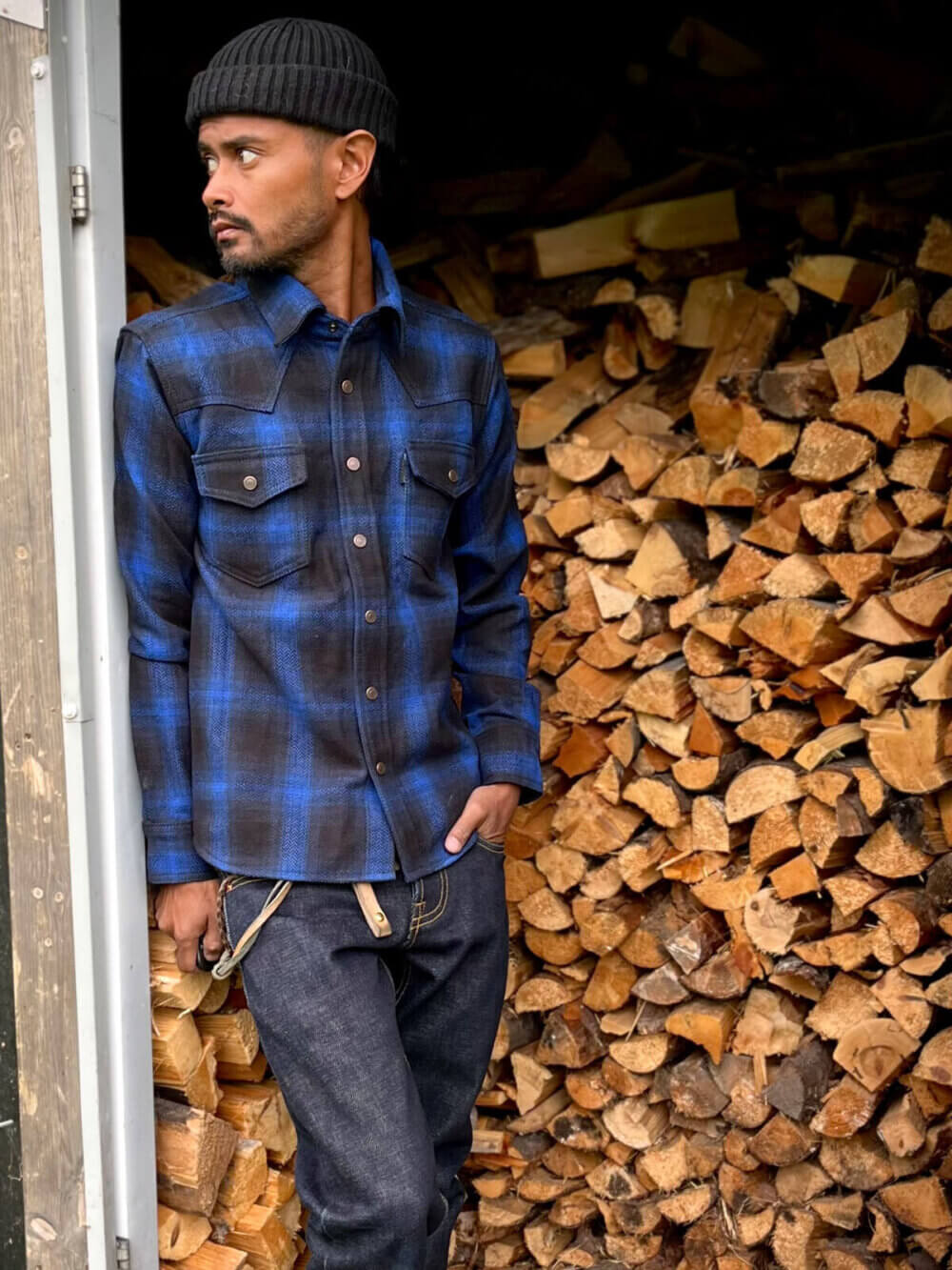 13.5oz Heavyweight Flannel Ombré Herringbone Shirt - Blue - Image 5