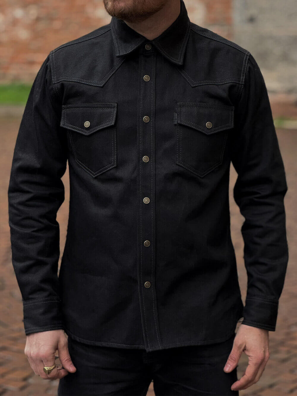13.5oz Classic Black Selvedge Denim Shirt - Image 6