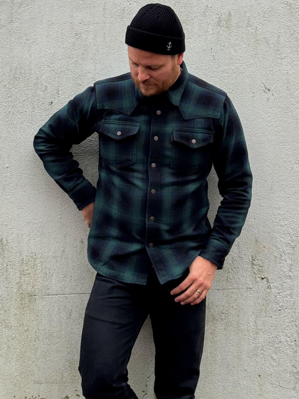 13.5oz Heavyweight Flannel Ombré Herringbone Shirt - Green - Image 5