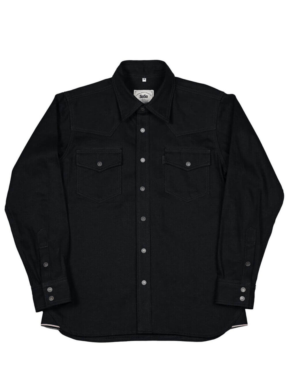13.5oz Classic Black Selvedge Denim Shirt - Image 3
