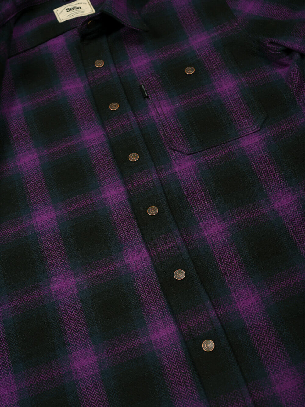 13.5oz Heavyweight Flannel Ombré Herringbone Shirt - Purple - Image 11