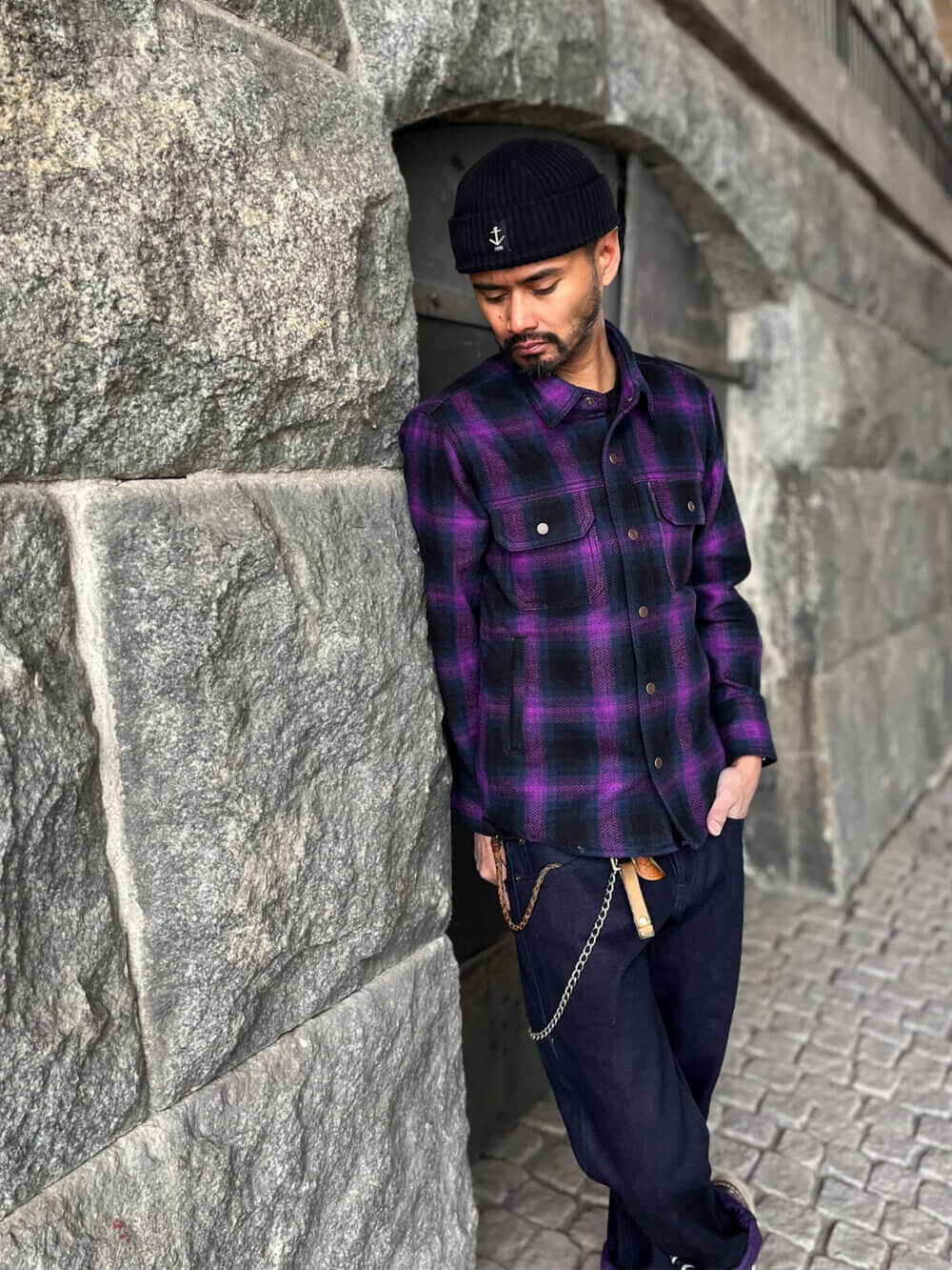 13.5oz Heavyweight Flannel Ombré Herringbone Shirt - Purple - Image 5