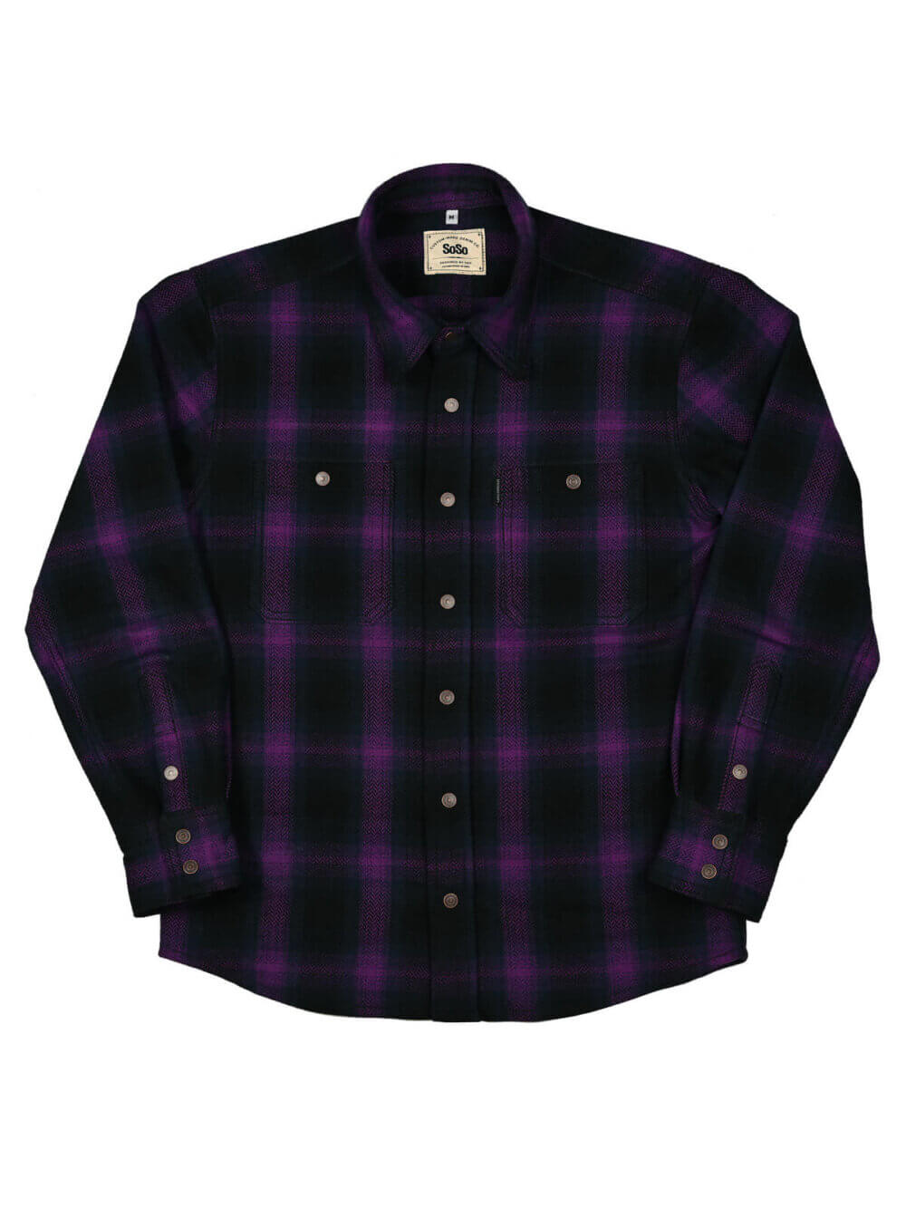13.5oz Heavyweight Flannel Ombré Herringbone Shirt - Purple - Image 2