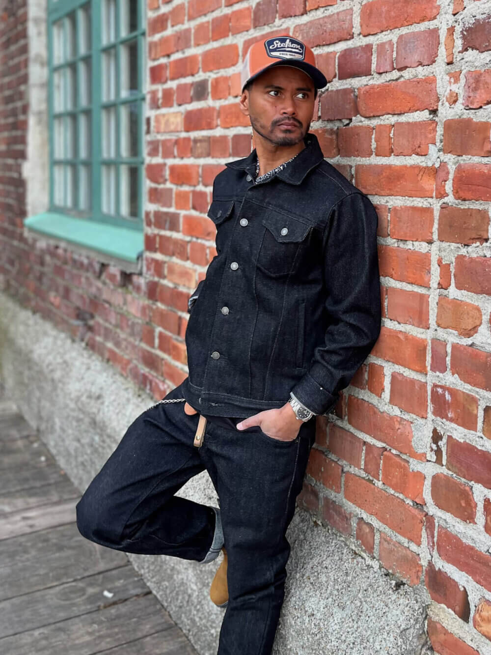 20oz Ghost Black Selvedge Denim Jacket - Image 9