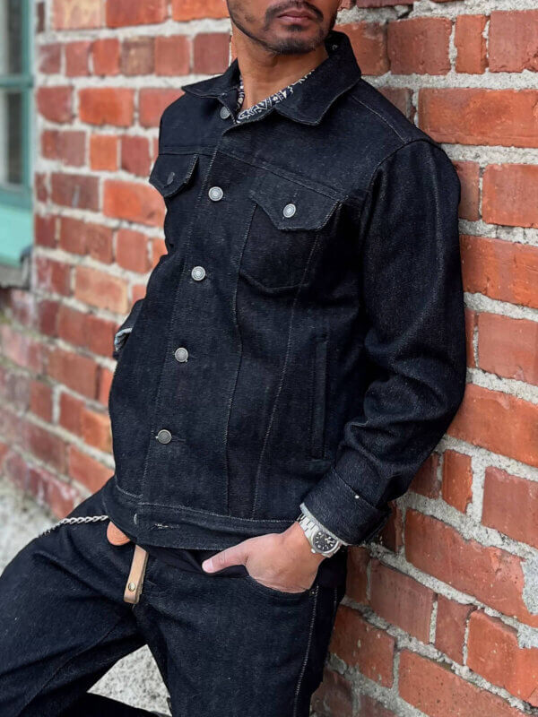 20oz Ghost Black Selvedge Denim Jacket