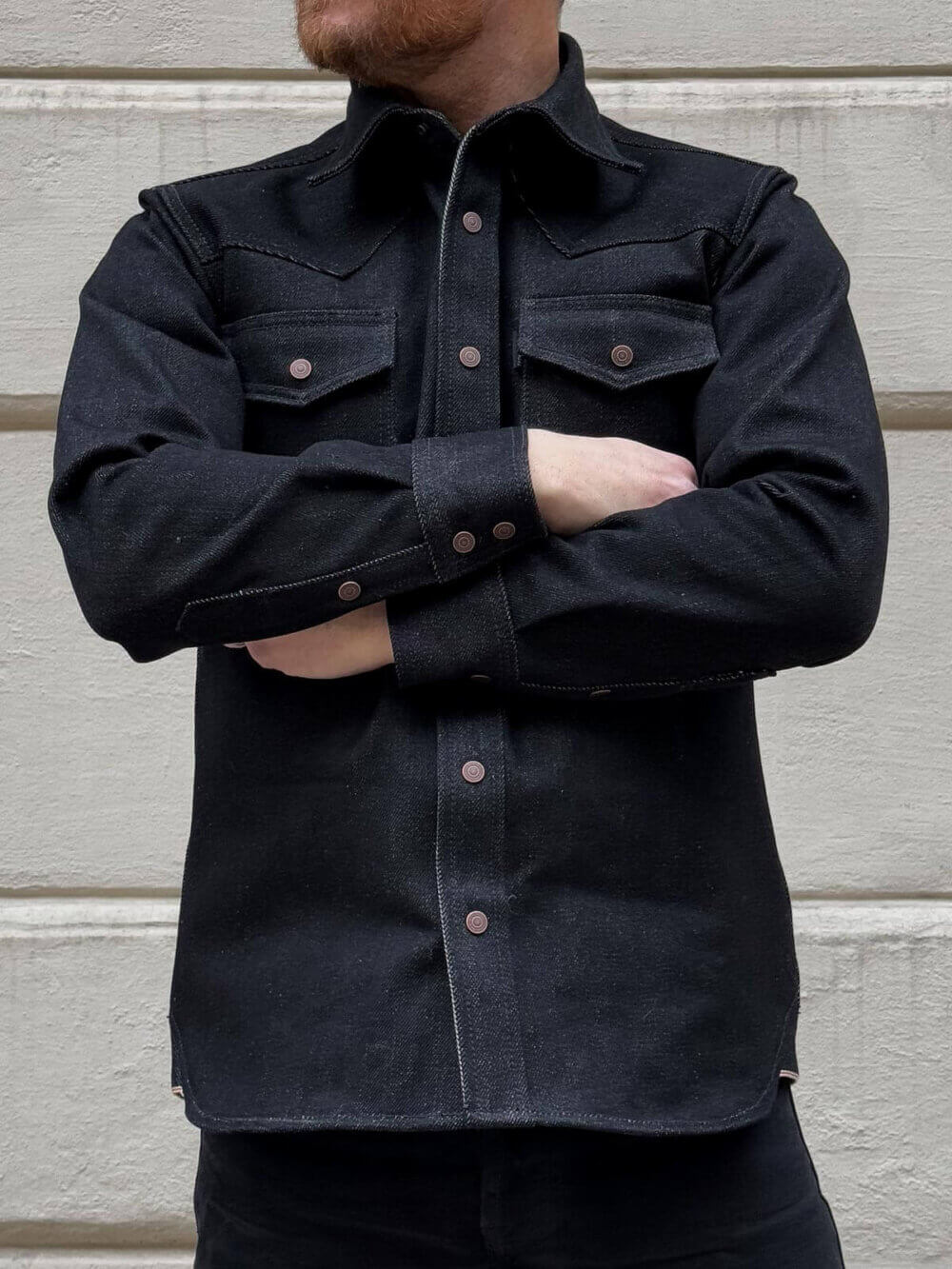 20oz Ghost Black Selvedge Denim Shirt - Image 4