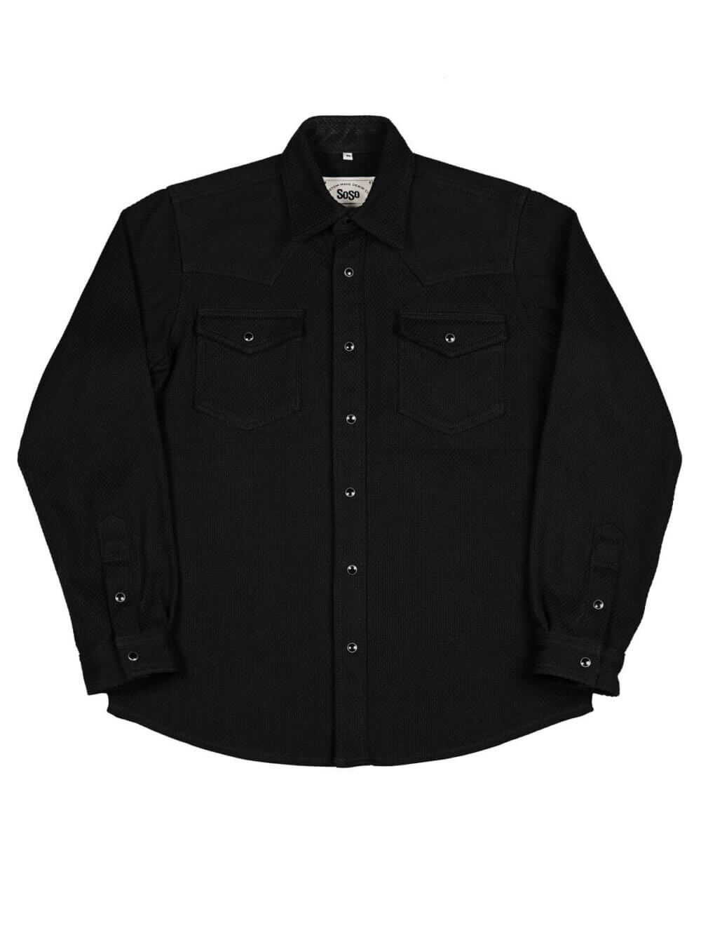12oz Black Sashiko Denim Shirt - Image 3