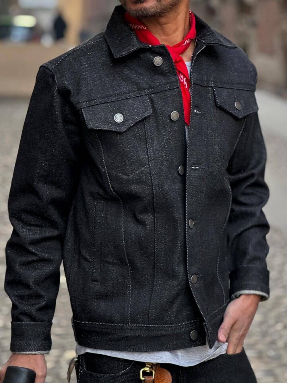 20oz Ghost Black Selvedge Denim Jacket - Image 6