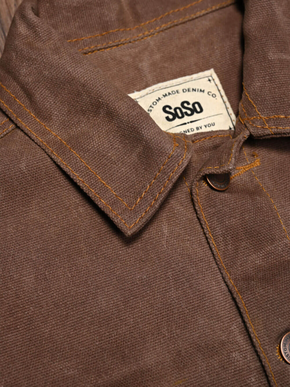 13oz Brown Canvas Waxed Denim Jacket - Image 5
