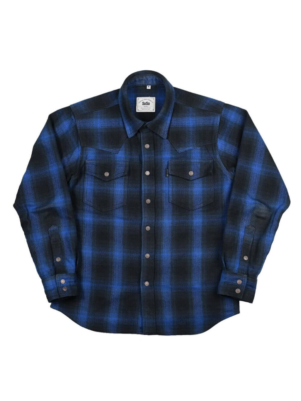13.5oz Heavyweight Flannel Ombré Herringbone Shirt - Blue - Image 2