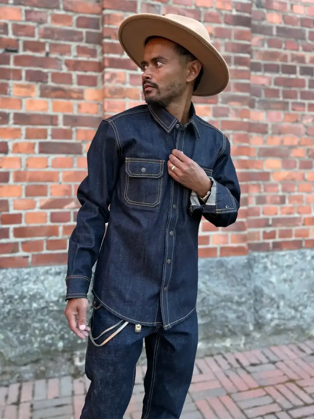 13.5oz Classic Indigo Selvedge Denim Shirt - Image 6