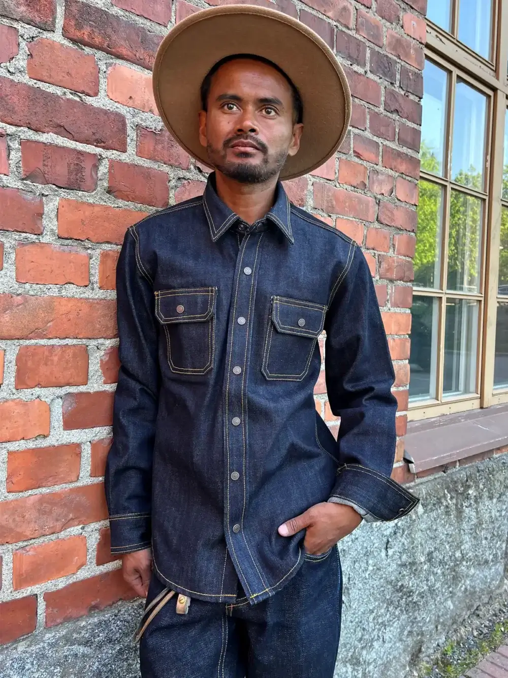 13.5oz Classic Indigo Selvedge Denim Shirt - Image 3
