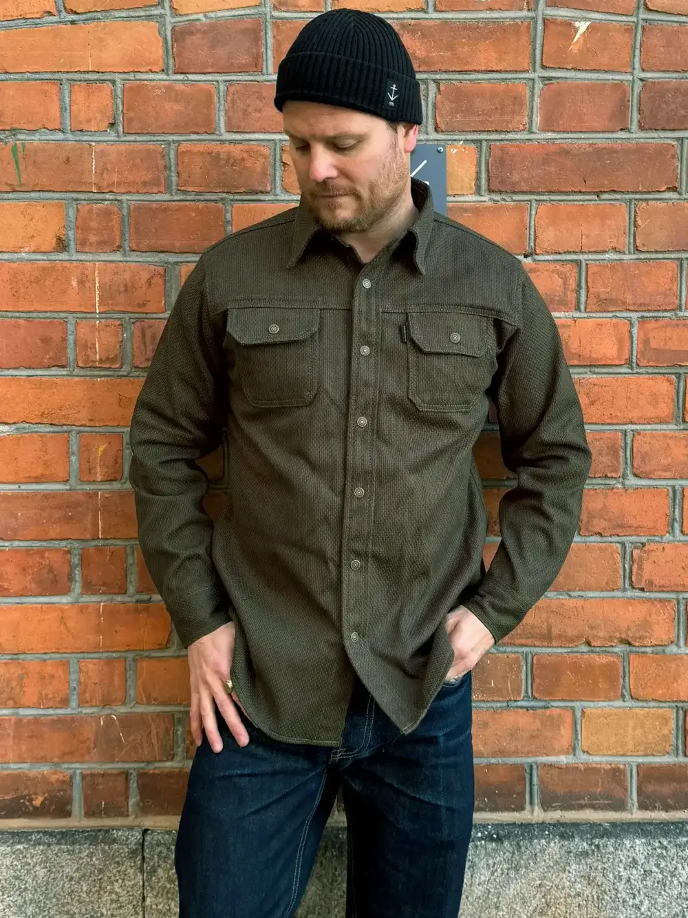 12oz Army Sashiko Denim Shirt - Image 4