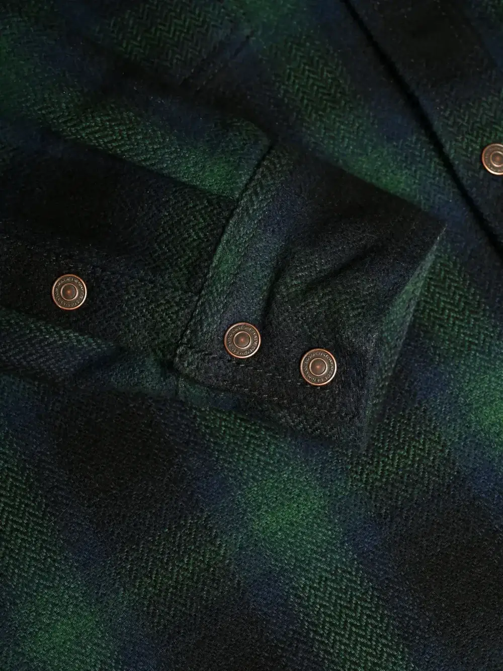13.5oz Heavyweight Flannel Ombré Herringbone Shirt - Green - Image 6