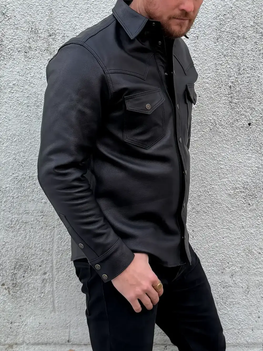 Full Grain Onyx Black Leather - Shirt - Image 3