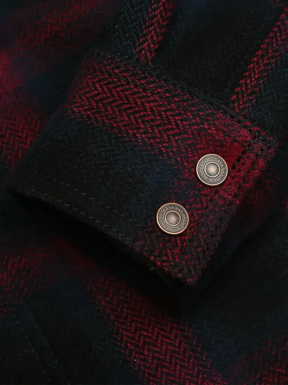 13.5oz Heavyweight Flannel Ombré Herringbone Shirt - Red - Image 9
