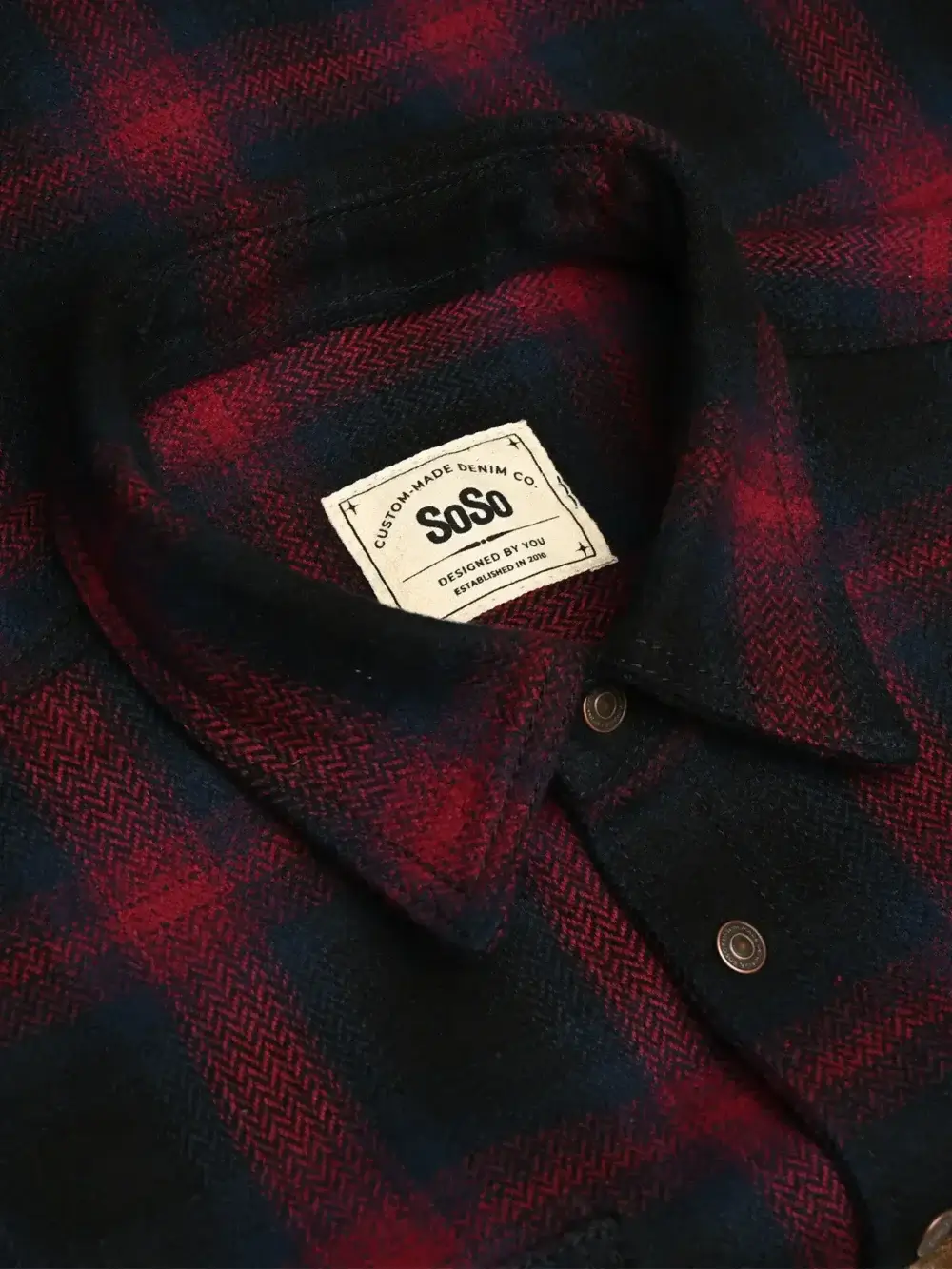 13.5oz Heavyweight Flannel Ombré Herringbone Shirt - Red - Image 8