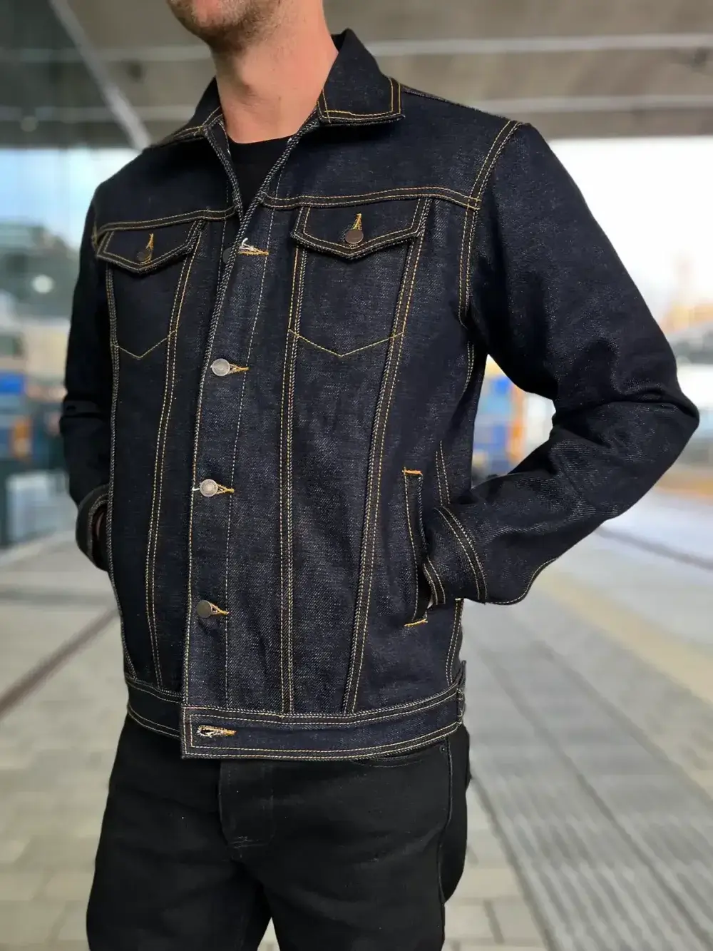 25oz Ghost Indigo Selvedge Denim Jacket - Image 3