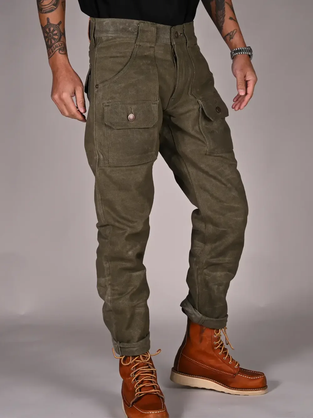 13oz Army Canvas Waxed Denim Jeans - Image 3