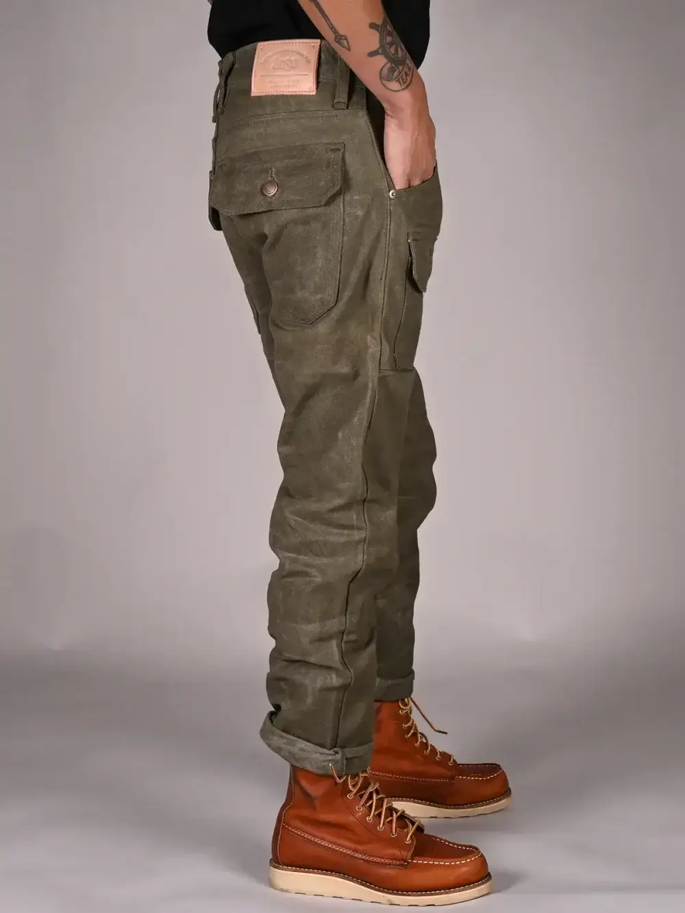 13oz Army Canvas Waxed Denim Jeans - Image 5