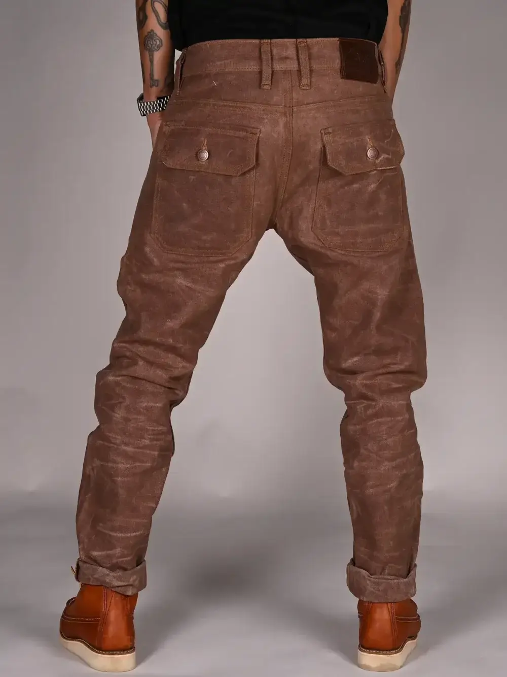 13oz Brown Canvas Waxed Denim Jeans - Image 4