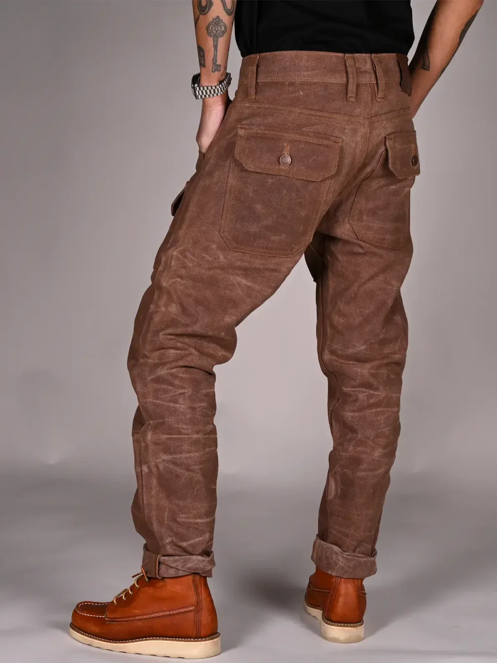 13oz Brown Canvas Waxed Denim Jeans - Image 5